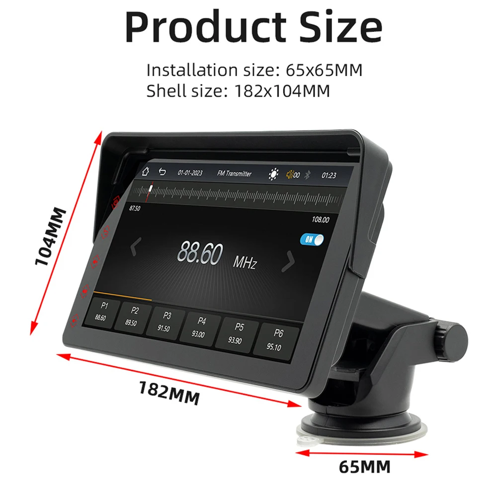 7 Inch Car MP5 Player Auto Wireless Carplay Car Radio Bluetooth 5.1 Radio Automotive Stereo with 360 Degree Adjustable Bracket