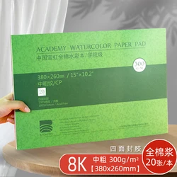 Baohong Academy Premium Watercolor Pad - 20 Sheets of Acid - Free Paper (8K 380X260mm CP)