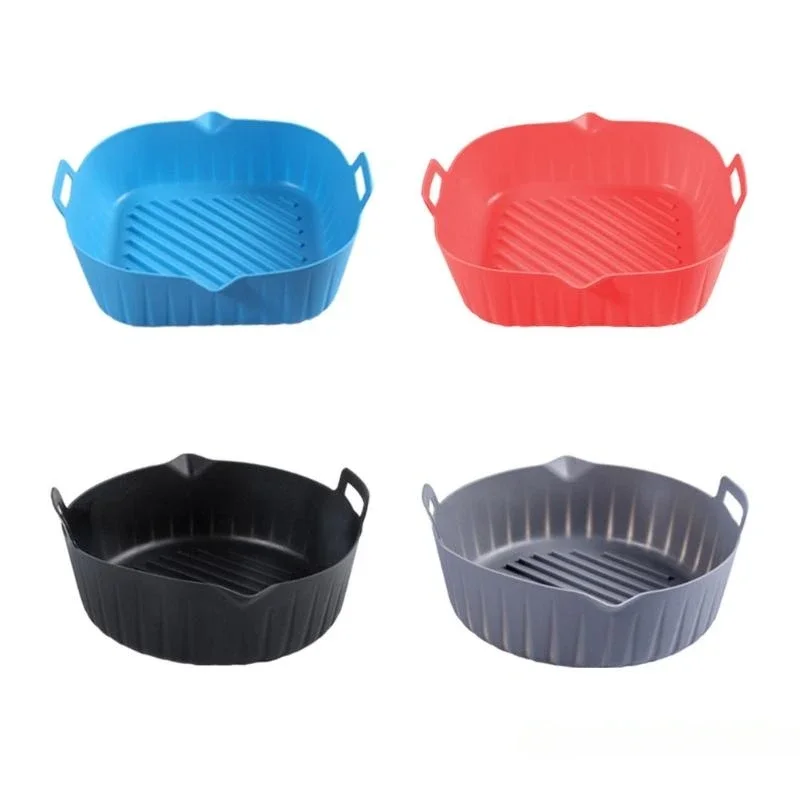 Air Fryer Silicone Baking Tray Reusable Basket Mat Non-Stick Round Paper Baking Microwave Pads Baking Mat Oven Air Fryer Liner