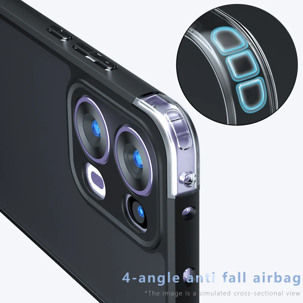 ELVEV Shockproof Frosted Matte Back Cover with Lens Protection