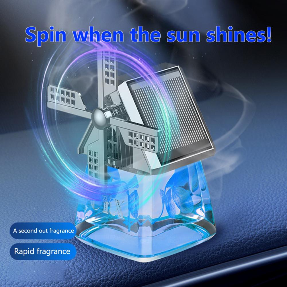 40ml Car Perfume Windmill Design Solar Panel Air Purification Lightweight Solar Powered Car Rotating Air Freshener for Home