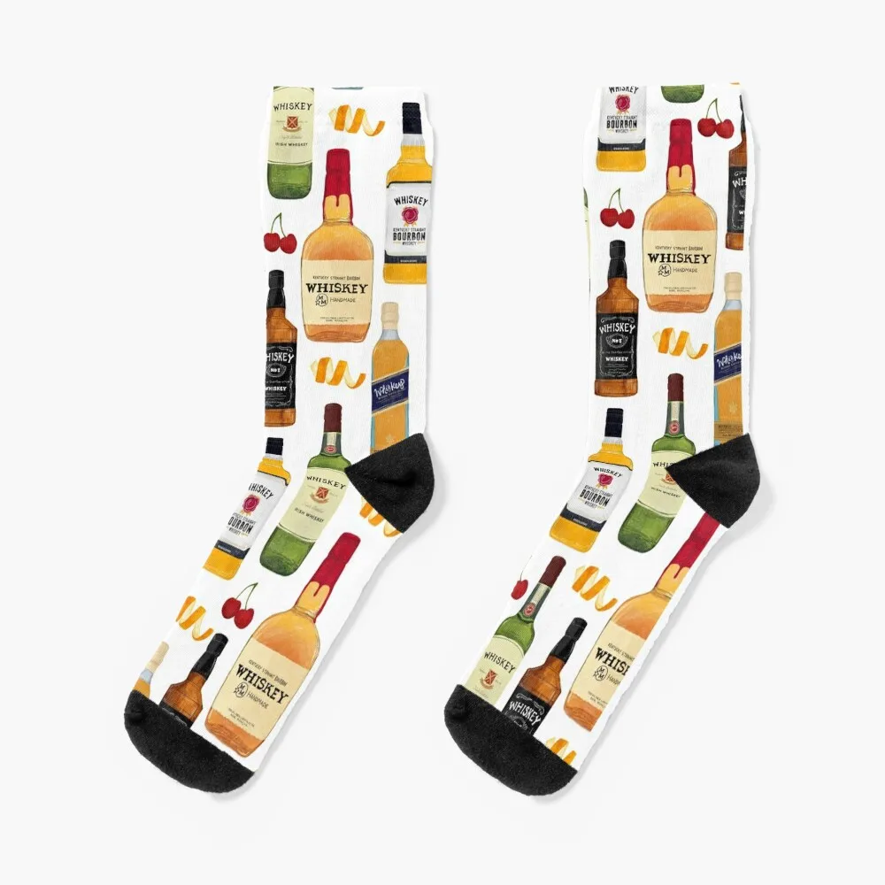 Whiskey Bottles Illustration Socks Stockings compression Men's sock