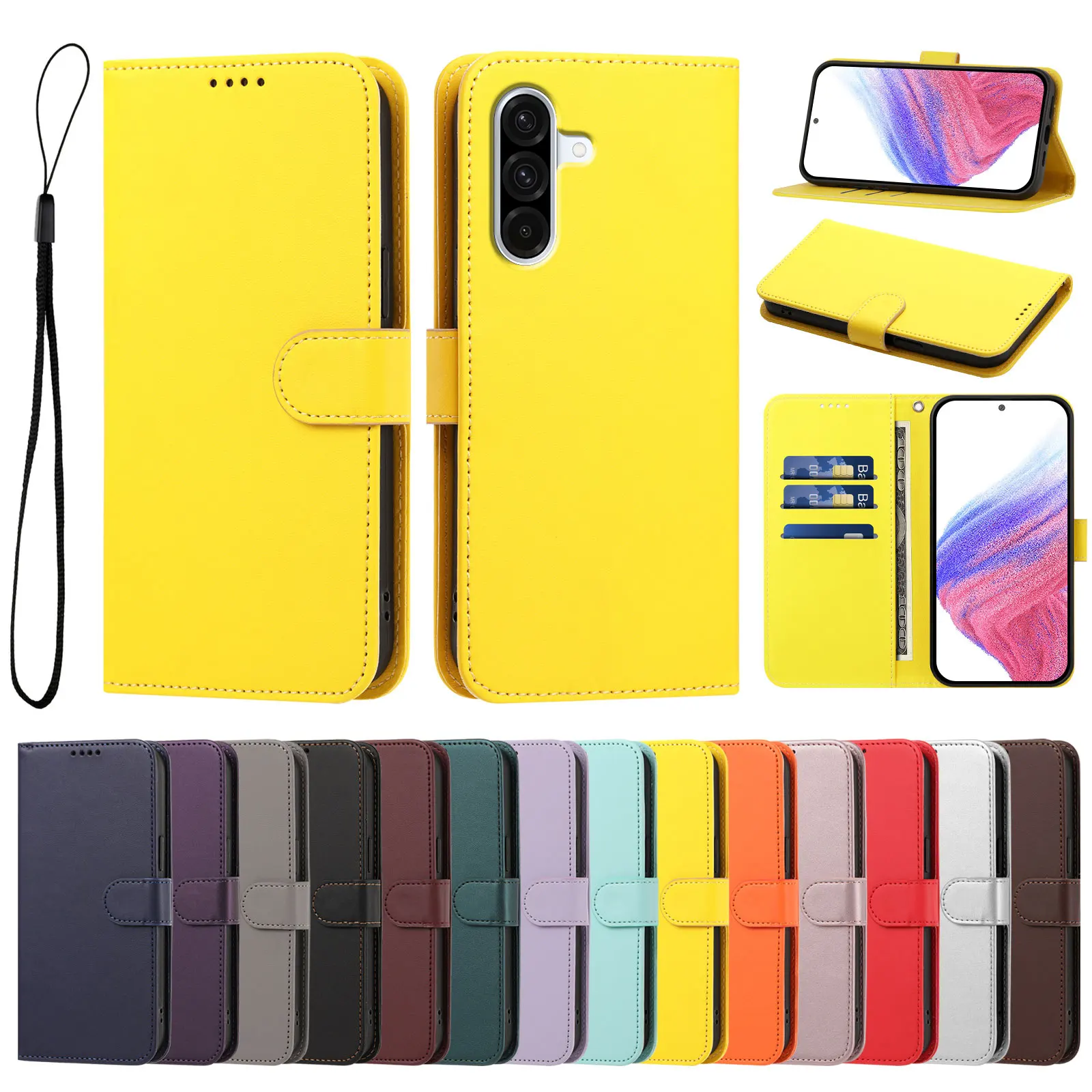 Premium PU Leather Flip Wallet Case with Card Slots Cover
