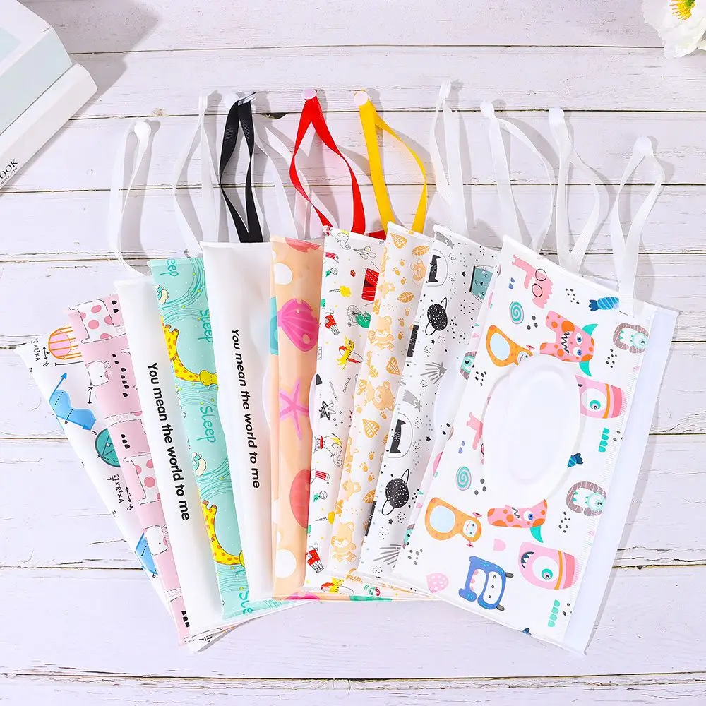New Baby Wet Wipe Pouch Flip Cover Wipes Holder Case Reusable Tissue Box Refillable Carrying Case Portable Stroller Accessories