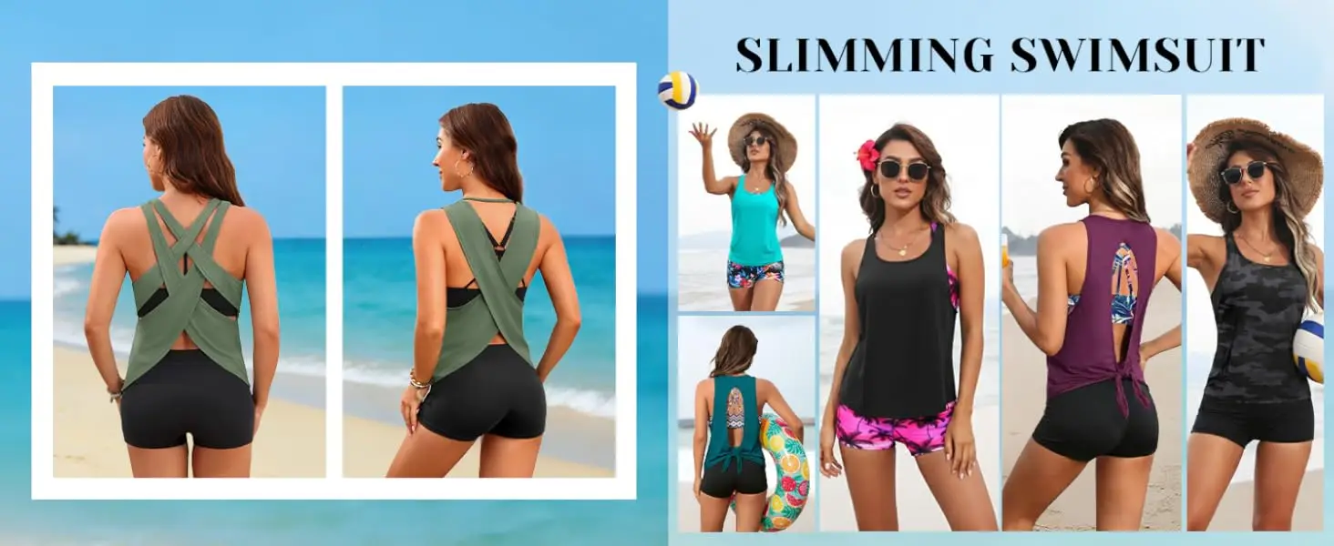 three piece 3 pc 3p tank tan tankini with shorts boyshorts boy short