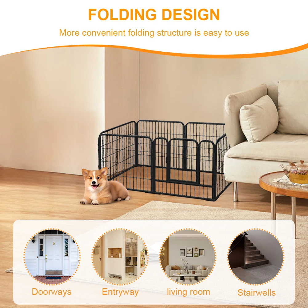 6 Panels Heavy Duty Dog Puppy Playpen Foldable Exercise Puppy Kennel Cage Heavy Duty Dog Exercise Fence for Cat Puppy Rabbits