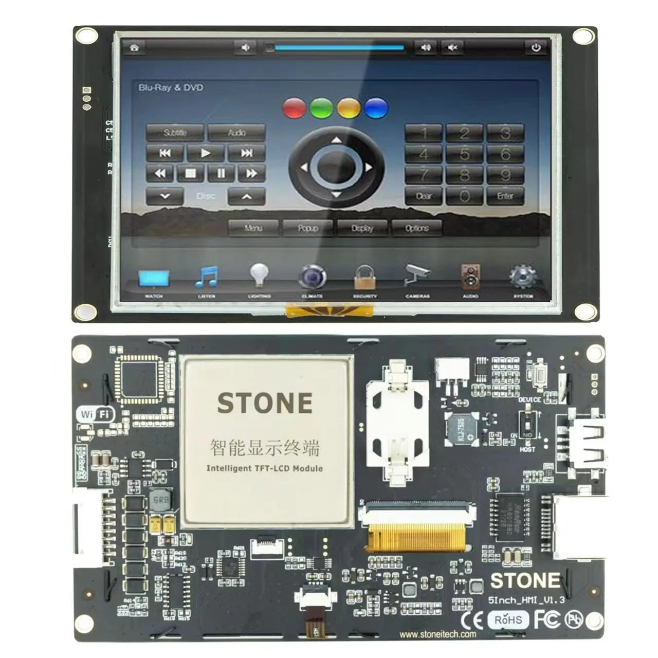 

5.0 inch LCD Touch Panel TFT Driver,Flash Memory,UART port,power supply and so on,the important is that it has the ready-made