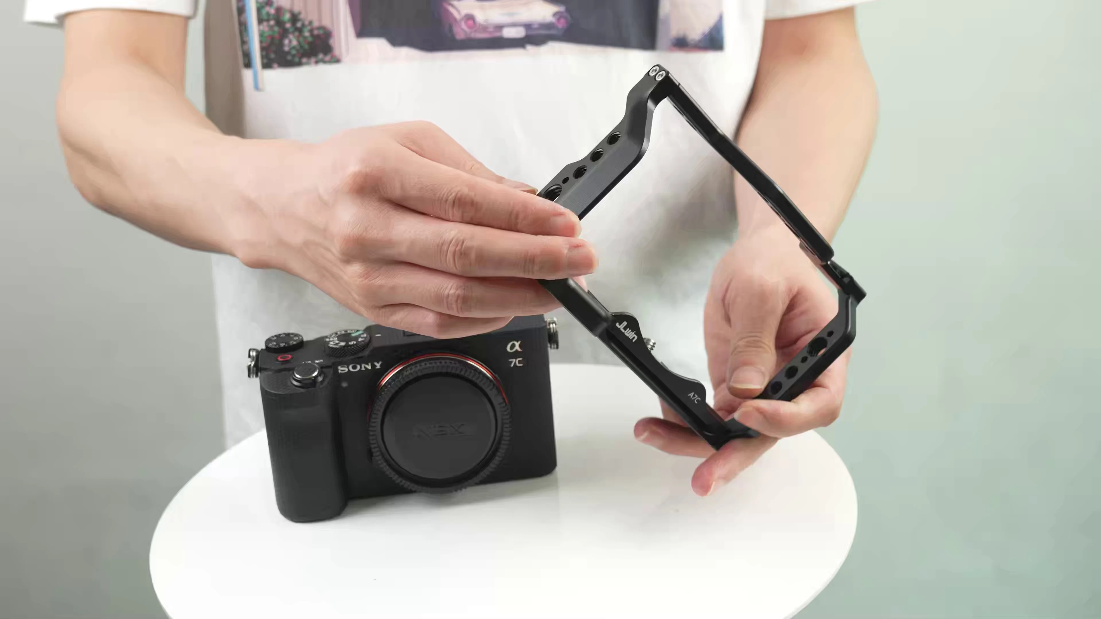 quick release Rabbit cage Rig Handle Film Arm support bracket Stabilizer alloy for Sony A7C camera video led microphone tripod