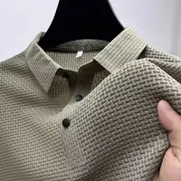Nouveau T-shirt Polo d'été pour homme à manches courtes ajouré en soie glacée respirante, style professionnel, vêtements de marque pour homme 5