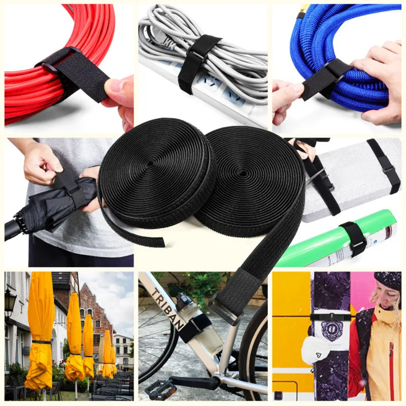 Versatile Hook and Loop Reusable Cable Straps with Buckles - Customizable Nylon Cord Organizer