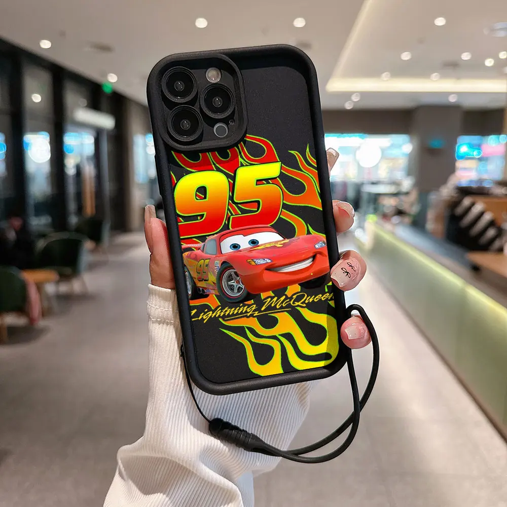 thumbnail image 1 of Cars Lightning McQueen 95, funda de teléfono para IPhone 15, 14, 13, 12, 11 Pro Max, Mini, XR, XS, X, 7, 8 Plus, TPU suave con correa de mano, 1 of 5