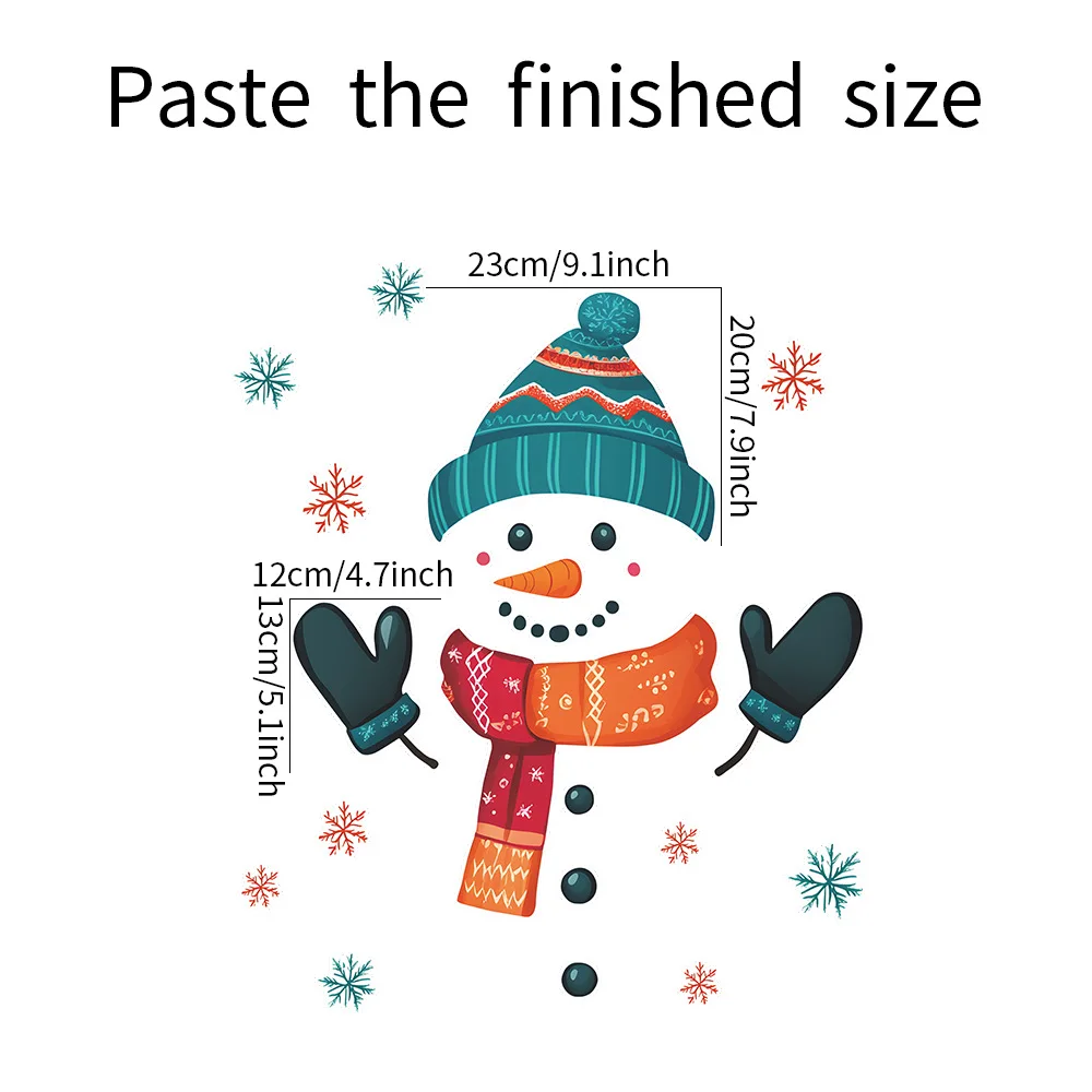 Painted Christmas Snowman Snowflake Fridge Sticker, 35x44cm PVC Self-Adhesive Decal for Kitchen, Dining Room Wall Decor