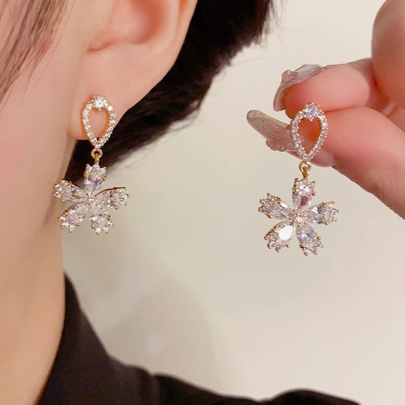유행 독특한 디자인 우아한 절묘한 물방울 모양의 꽃 펜던트 귀걸이, 여성 쥬얼리, 웨딩 파티, 고급 선물