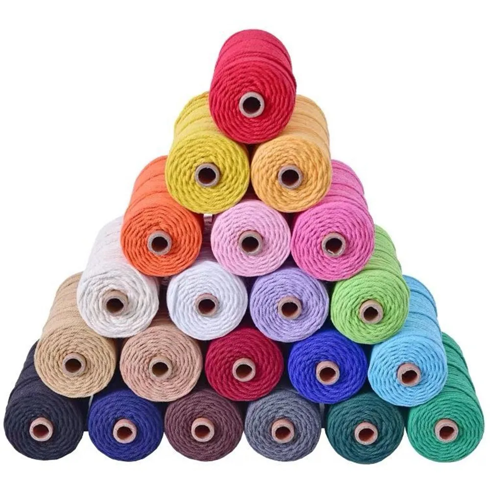 3mm 10Meters Macaroon Cotton Cord Macrame Soft Rope DIY Handcraft Yarn Bohemia Decoration Fiber Art Supply