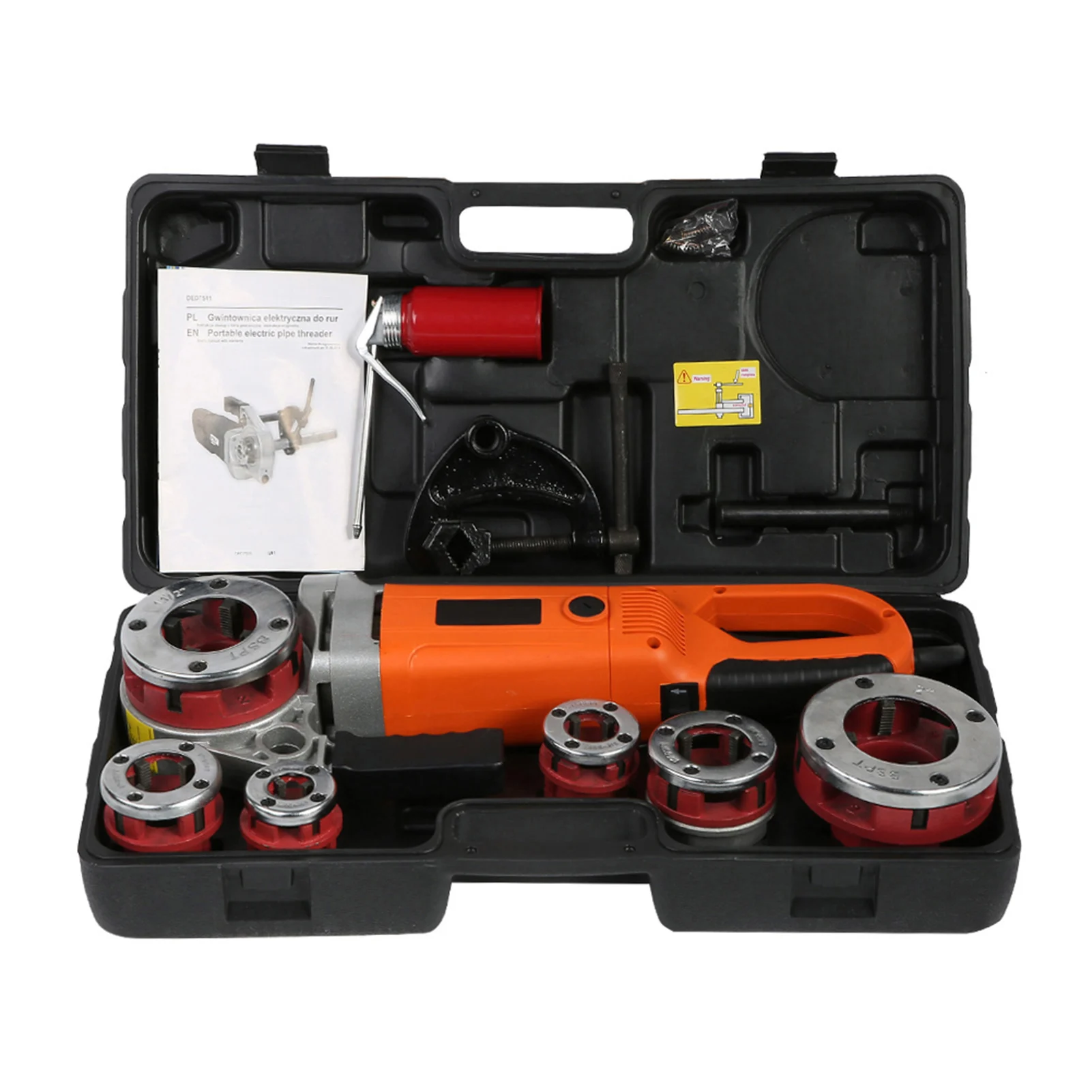 Portable Handheld Electric Pipe Threader Threading Machine With 6 Dies EU Plug