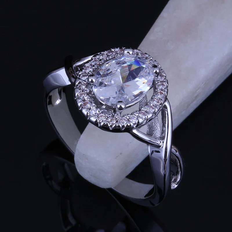 Top Quality Silver Color Wedding Rings, Shining White Cubic Zirconia
