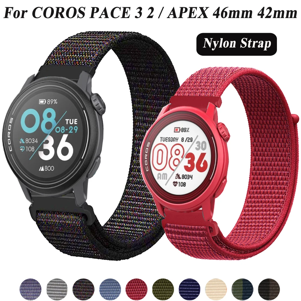 OUTPUTBT Nylon Horlogebandje 20mm Voor Coros Pace 2 / Apex 2 - Sportband Heren & Dames