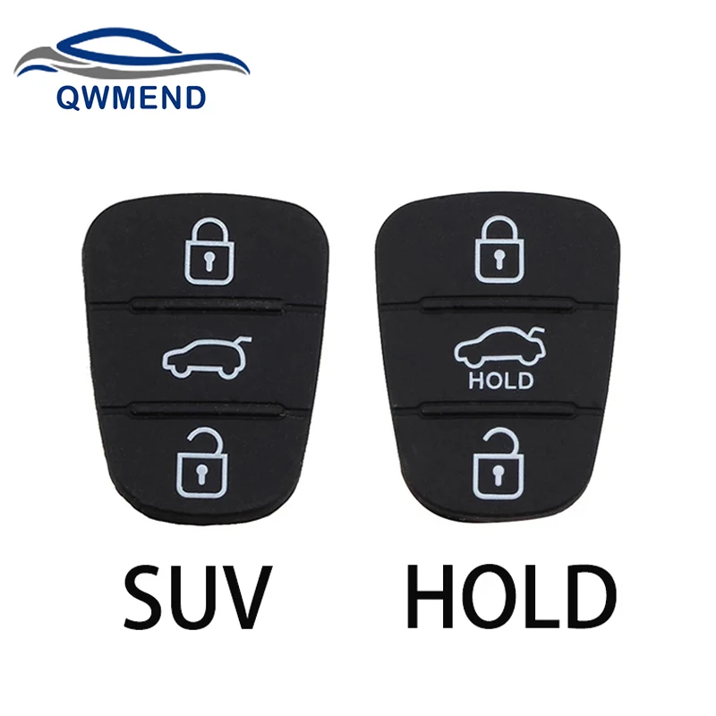 

QWMEND Remote Key Fob Case Rubber Pad Replacement 3 Buttons For Hyundai IX35 I30 Accent Kia K2 K5 Rio Sportage Flip Key