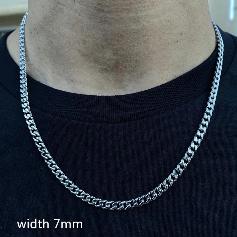 2021 Fashion Hot Cuban Chain Necklace Men Handmade Simple Stainless Steel Link Chain Necklace For Men Jewelry Gift