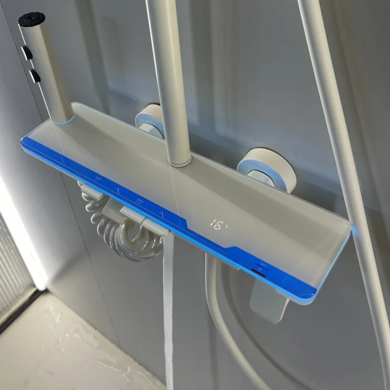 ห้องน้ําฝักบัวชุดอ่างอาบน้ําระบบดิจิตอลจอแสดงผลอุณหภูมิสายฝน LED ชุดฝักบัวร้อนเย็นก๊อกน้ําอาบน้ํา 1