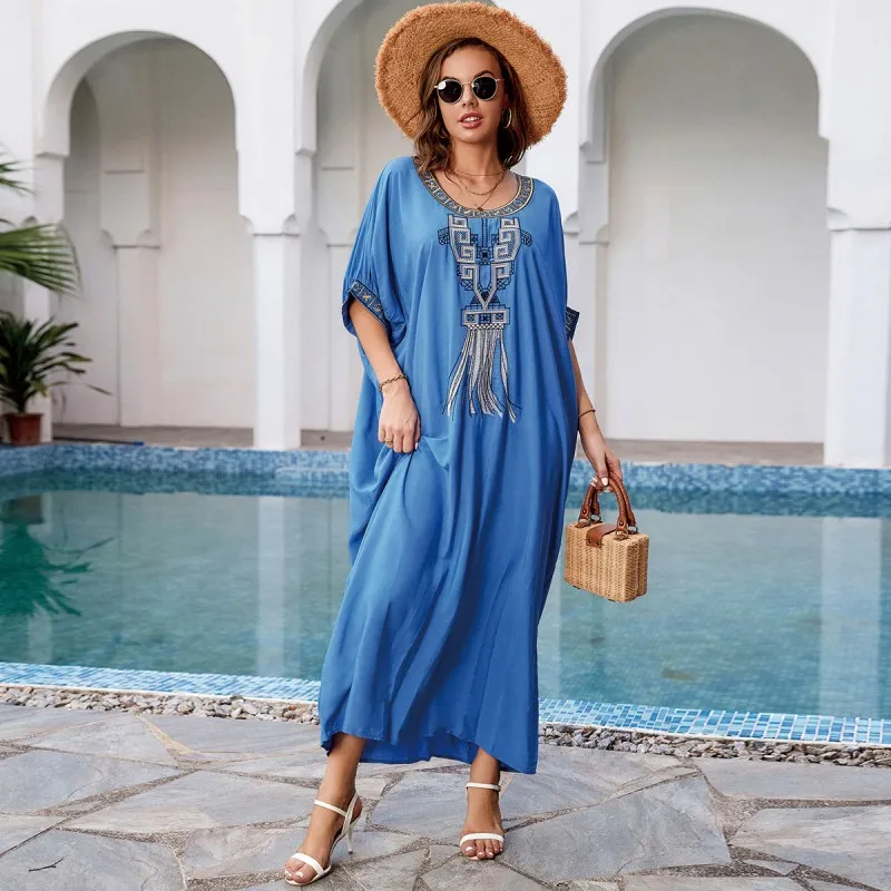 

Летнее платье-макси, накидки, женский купальник с рукавом «летучая мышь», сарафан, халат с принтом, модное пляжное праздничное бикини, накидка, купальник