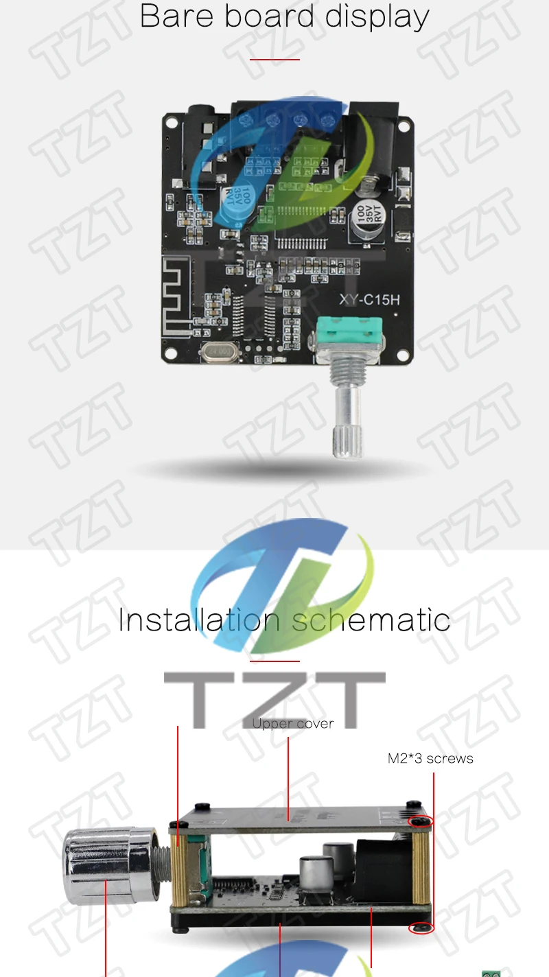 XY-C15H MINI Bluetooth 5.0 Audio Digital Power Verstärker Stereo Board 20Wx2 Bluetooth Amplificador App Steuerung Verstärken – Detail 4