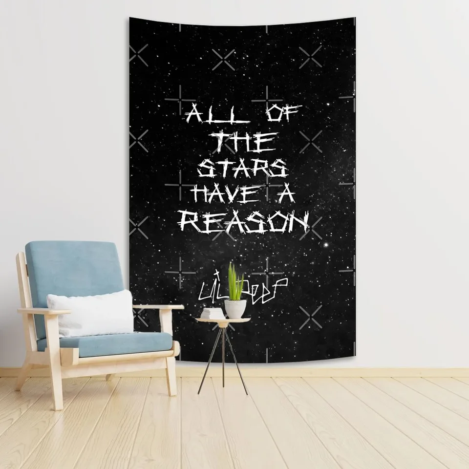 Tapisserie Murale Lil Peep 152x102 Cm - Impression HD, Polyester, Décoration Chambre Salon