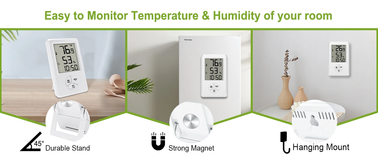 Digital Thermometer Hygrometer Indoor Room Thermometer Humidity Meter with Min M