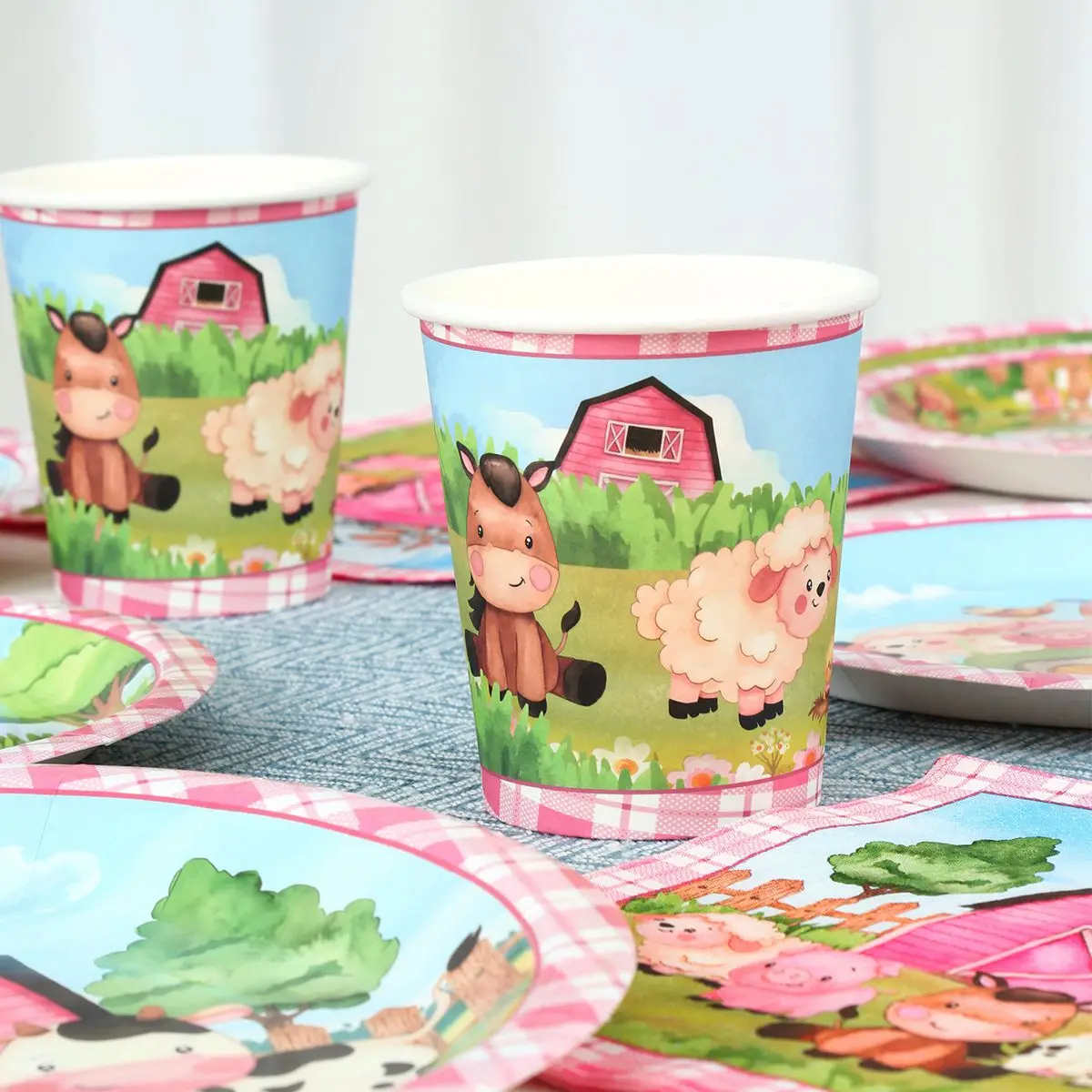 Piatti Di Carta Per Feste A Forma Di Animali Da Fattoria - Set Da 50 Pezzi, 5 Design Diversi, Per Baby Shower E Compleanni
