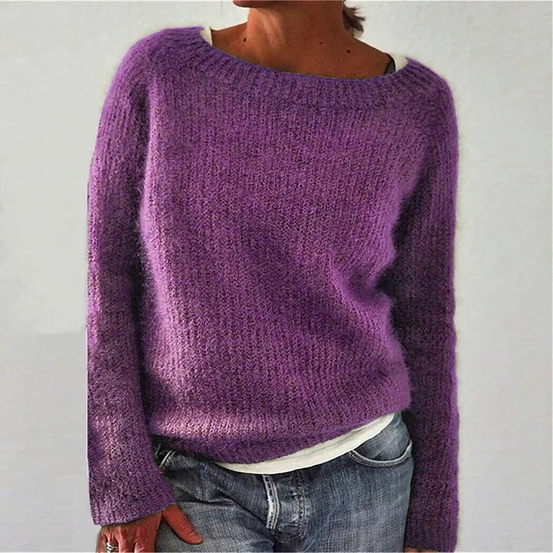 Women Autumn Winter Casual Solid Pullover Knitwear