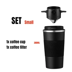 Compact Hand Crank Coffee Brewer with Insulated Travel Cup (2pcs small set)