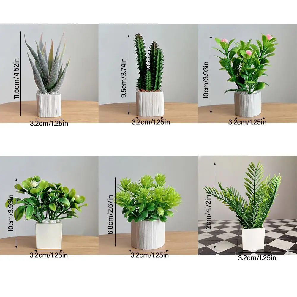 Green Dollhouse Potted Plant Toys 1:6 Scale Home Decoration Miniature Green Leaves Bonsai Lifelike Accessories Mini Flower Pot 6