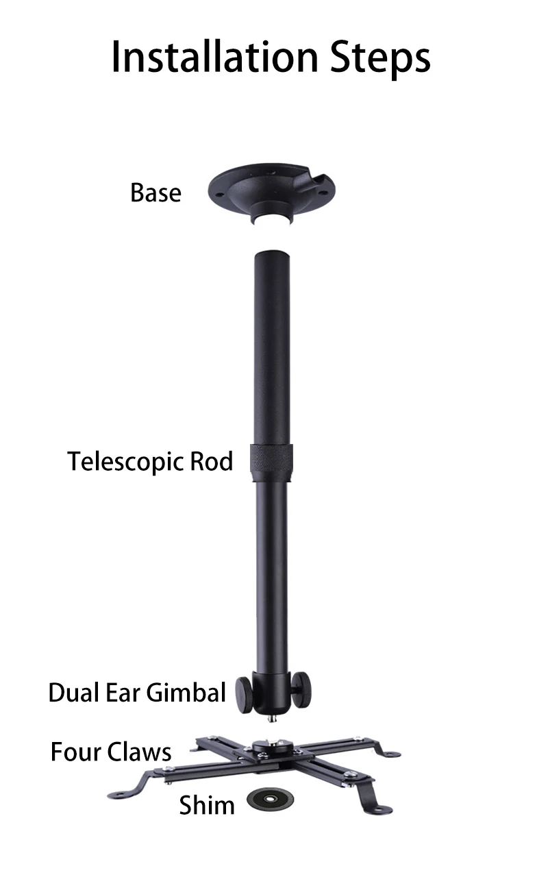 Thinyou 20 Cm 120 Cm Universal-Projektorhalterung Mit Schwenk-/Neigefunktion, Verstellbare Deckenmontage, Wandhalterung, Projektorständer S1806B42Ca69A467E925E127686332Bfcg