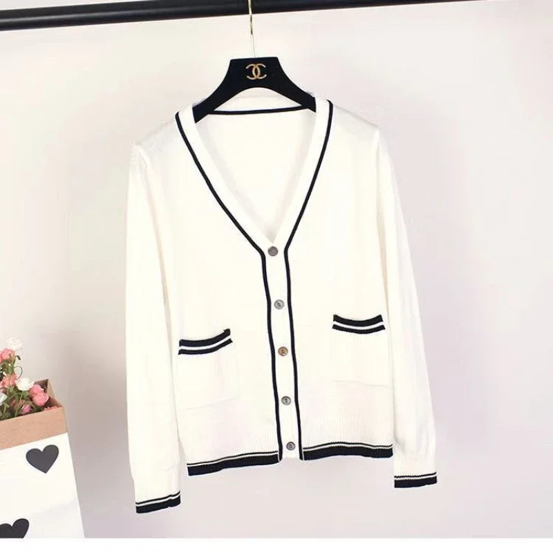 

Spring Autumn New Ice Silk Sunscreen Knitwear Women's Jacket Cardigan Long Sleeve Air Conditioning Shirt Shawl Top Women Trendy