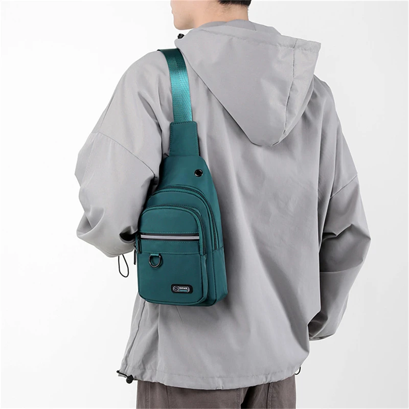 Men Chest Bag New Nylon Waterproof Multi Functional Crossbody Bag Fashion Korean Versatile Men One Shoulder Bag Chest Bag