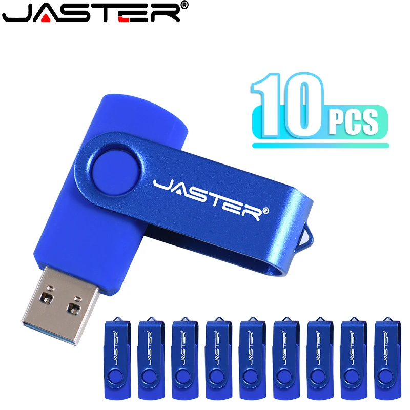 

JASTER 10PCS/LOT Rotatable Metal USB 2.0 Flash Drive 128GB Pen Drive 64GB Creative Gift Memory Stick 32GB 16GB U Disk for Laptop