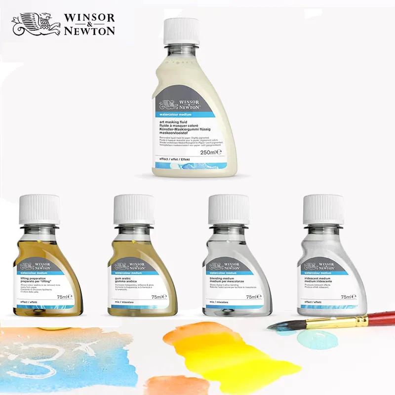 Winsor & Newton Watercolor Medium 75ml (2.5-oz) bottle Granulation Medium / Art Masking Fluid / Blending Gum Arabic Ox Gall watercolor masking liquid
