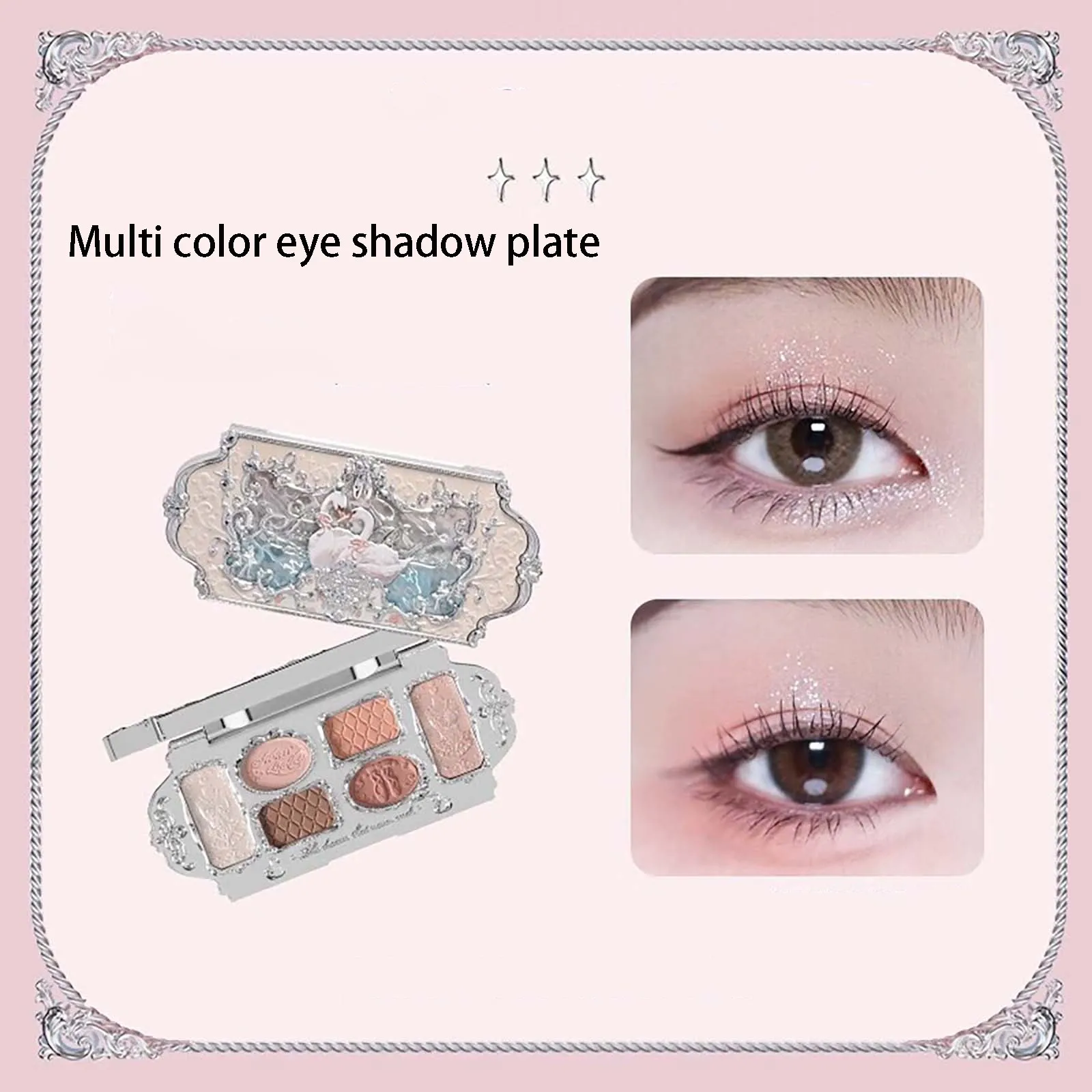 New 6Color Eye Shadow Tray Waterproof Eyeshadow Palette Lasting Make Up Brush Eye Shadow Palette Cosmetics