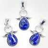 Fashion Natural Gem Stone Quartz Crystal Opal Mix pendant&Alloy angel Pendant DIY charm Jewelry Making Necklace Accessorie 12pcs 4