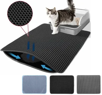 Cat Litter Mat Non Slip Big Pet Litter Box Filter Mat Double Layer Wear Resistant Waterproof Cat Litter Mat Pet Clean Supplies