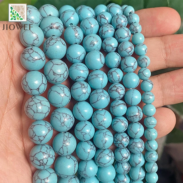 Wholesale Natural Stone Beads Blue Turquoise Round Loose Beads For Jewelry  Making DIY Bracelets Necklaces 4 6 8 10 12mm 15inch