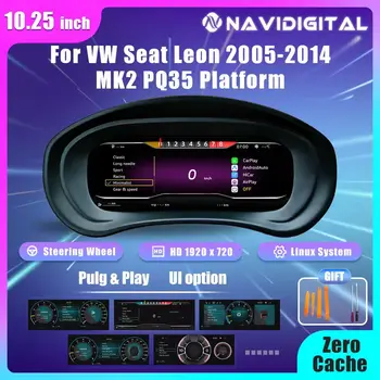 Panel de instrumentos digital LCD de 10,25 pulgadas para VW Seat Leon MK2 plataforma PQ años 2005-2014 compatible con HDMI Carplay 1