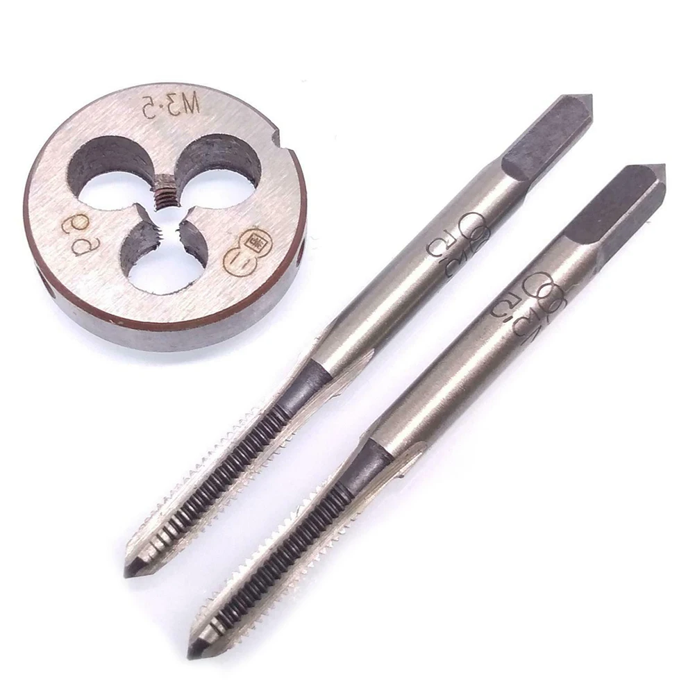 3 개/대 HSS M3.5 X 0.6mm 테이퍼 및 탭 및 M3.5 X 0.6mm 다이 미터법 스레드 오른손 미터법 스레드 오른손