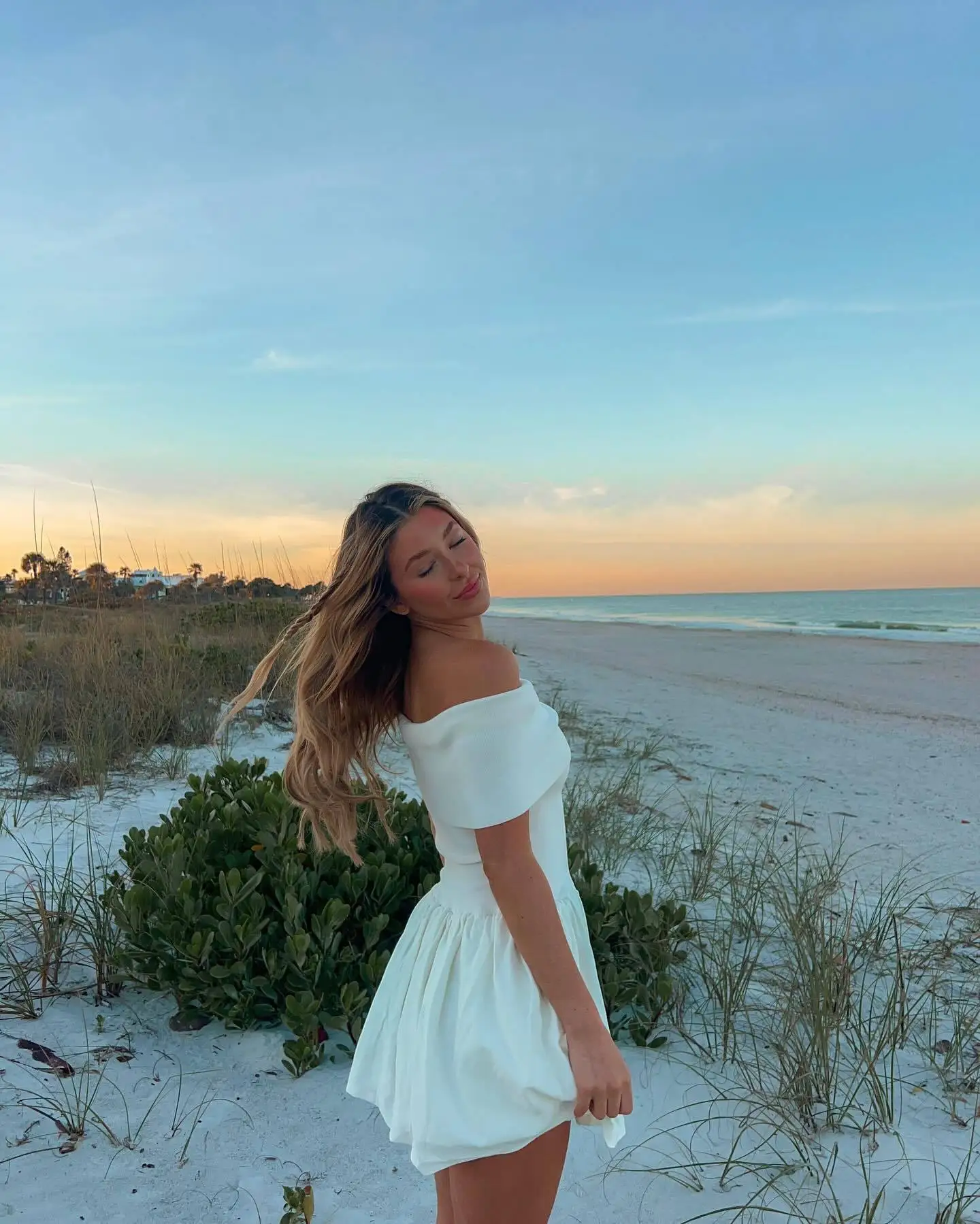 Knitted Off Shoulder Mini Dress Patchwork Ruffled Edge Slash Neck Solid Beach Holiday Princess Dress Cover Up Summer Women