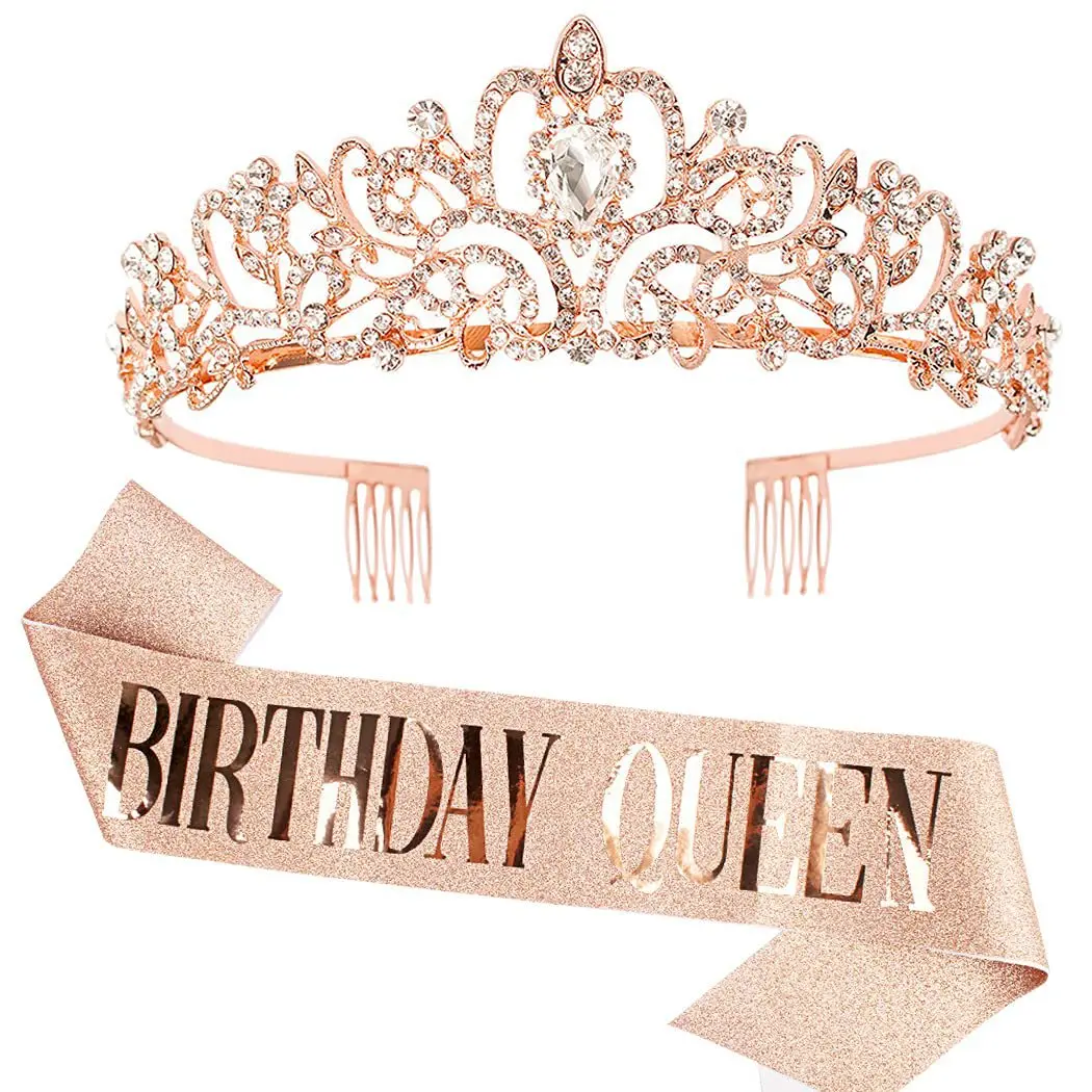 Fascia di compleanno e per donne, kit di decorazioni di compleanno con strass, fascia per capelli glitterata, accessori per capelli per feste 21°, 18°, 30°, 40°, 60° compleanno, fascia per donne e