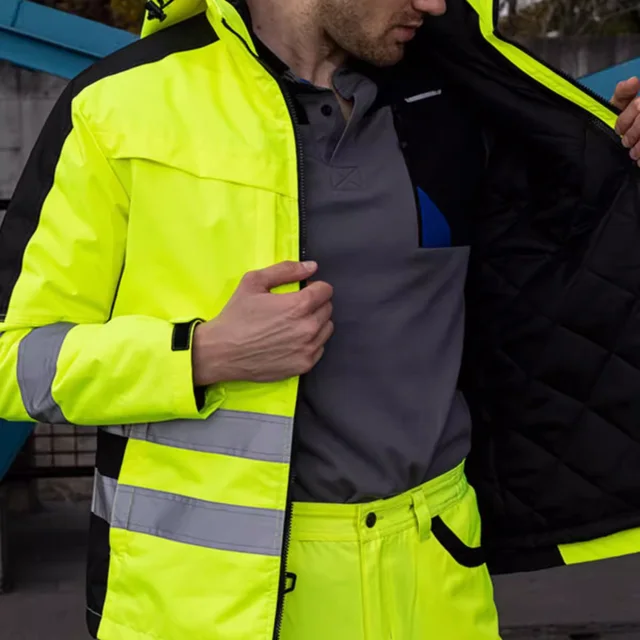 High Visibility Workwear Winter Clothes Hi Vis Suit Reflective Jacket Waterproof Winter and Pockets Reflective Work Pants Set 2