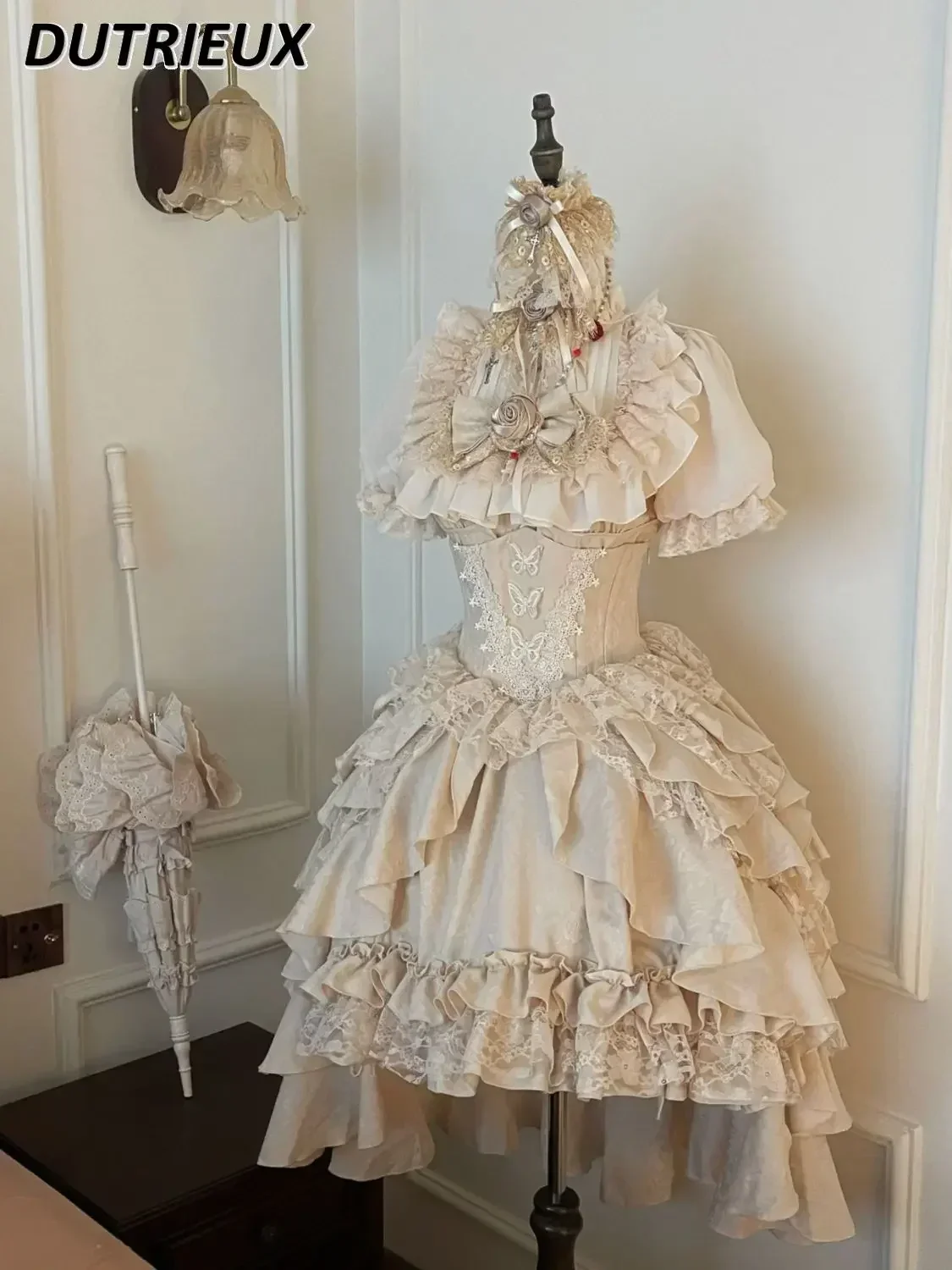 Japanese Dark Gothic Style Lolita High Waist Skirt Spring and Autumn New Sweet and Cute Girls Versatile Solid Color Puffy Skirts 3