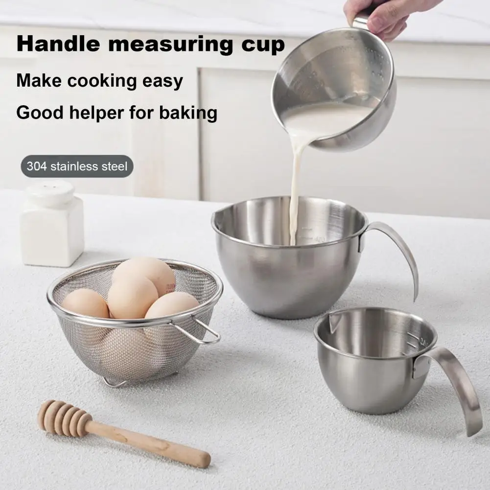 

304 Stainless Steel Measuring Bowl 304 Stainless Steel Measuring Cup Set with Capacity Mixing Bowl Handle Scale for Kitchen