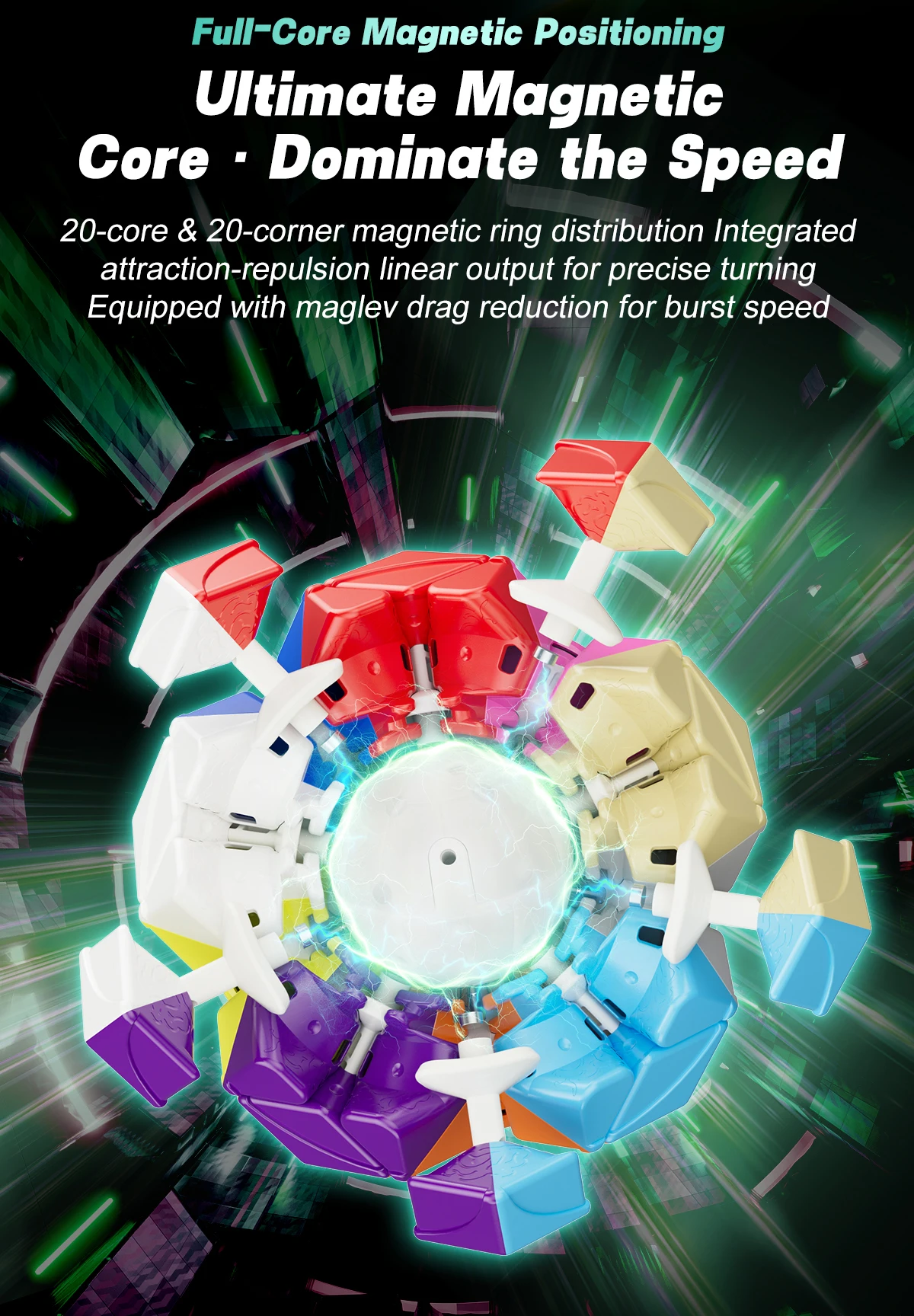 [JudyCube] YJ Yuhu Megaminx V3M Maglev Verbesserter magnetischer Zauberwürfel ohne Aufkleber Yongjun Yuhu V3M Cubo Magico Puzzle – Detail 6