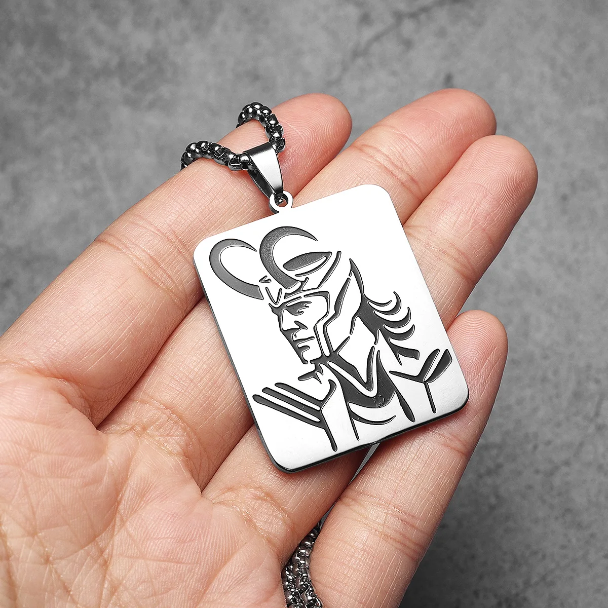 Gods Loki Norse Mythology Hollow Men Necklace Stainless Steel Pendant Sweater Chain Women Punk Fashion Jewelry Accessories Gifts 2